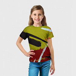 Футболка детская Множество красок на тёмно-зелёном фоне, цвет: 3D-принт — фото 2