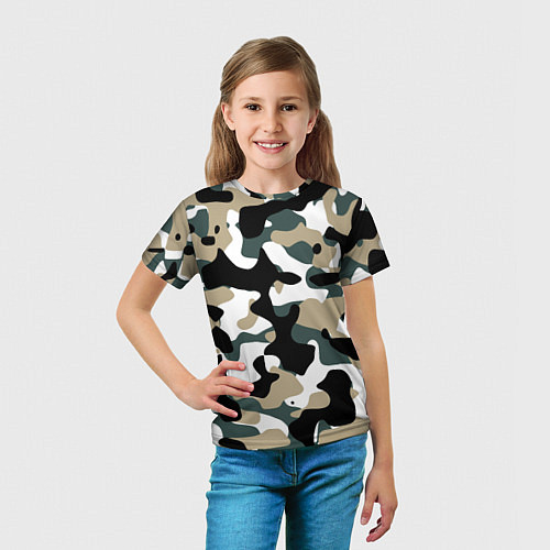 Детская футболка Камуфляж Snow - Trees - Shrubs / 3D-принт – фото 5