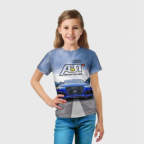 Детская футболка Audi ABT - sportsline на трассе / 3D-принт – фото 5