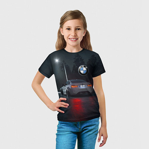 Детская футболка Крутая бэха на ночной трассе / 3D-принт – фото 5