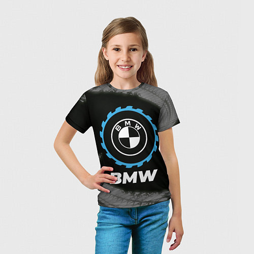 Детская футболка BMW в стиле Top Gear со следами шин на фоне / 3D-принт – фото 5