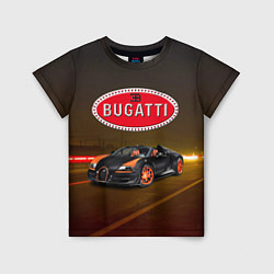 Футболка детская Bugatti на ночной дороге, цвет: 3D-принт