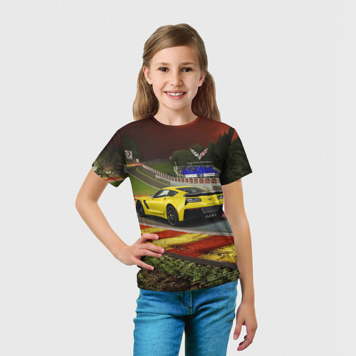 Детская футболка Chevrolet Corvette на гоночной трассе / 3D-принт – фото 5