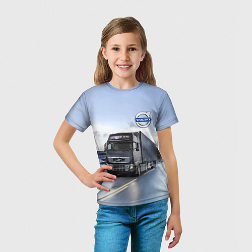 Детская футболка Фура Вольво на трассе / 3D-принт – фото 5