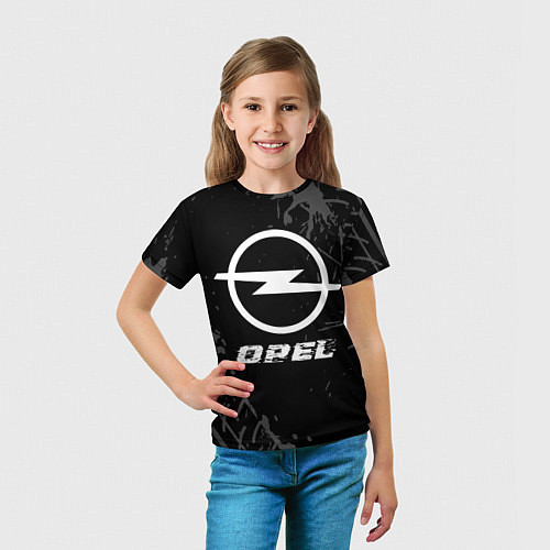 Детская футболка Opel speed на темном фоне со следами шин / 3D-принт – фото 5