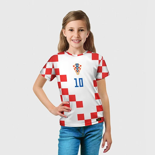 Детская футболка Модрич Сборная Хорватии форма к чемпионату мира 20 / 3D-принт – фото 5