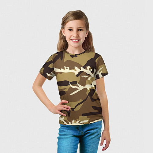 Детская футболка Камуфляж Woodland осень крупный / 3D-принт – фото 5