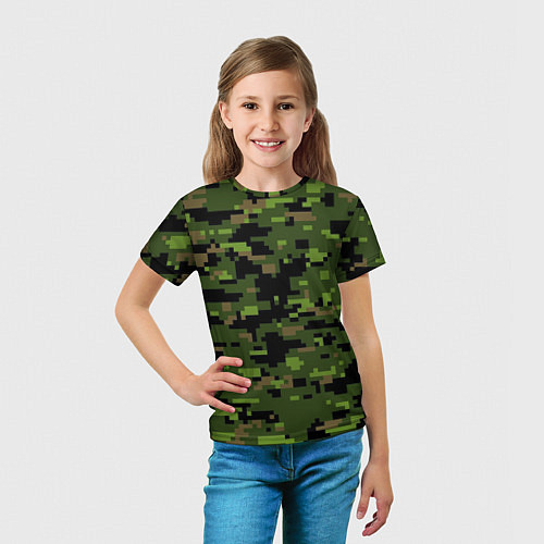 Детская футболка Камуфляж лесной пиксель / 3D-принт – фото 5