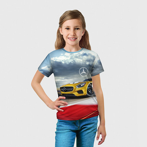 Детская футболка Mercedes AMG V8 Biturbo на трассе / 3D-принт – фото 5