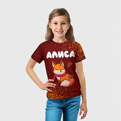 Детская футболка Алиса осенняя лисичка / 3D-принт – фото 5