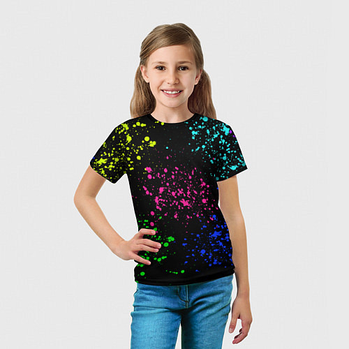 Детская футболка Брызги неоновых красок / 3D-принт – фото 5