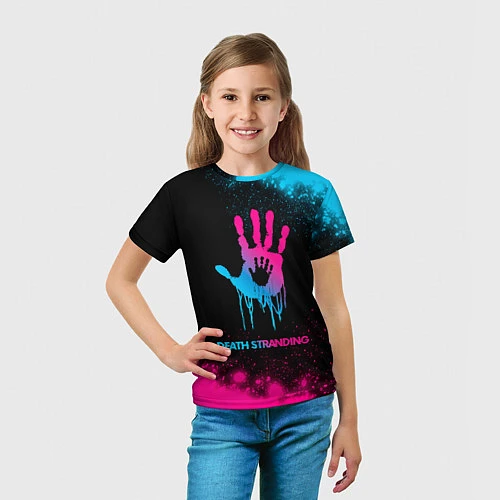 Детская футболка Death Stranding - neon gradient / 3D-принт – фото 5