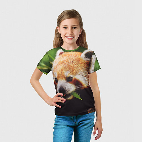 Детская футболка Красная милая панда / 3D-принт – фото 5