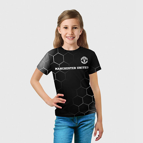 Детская футболка Manchester United sport на темном фоне: символ све / 3D-принт – фото 5