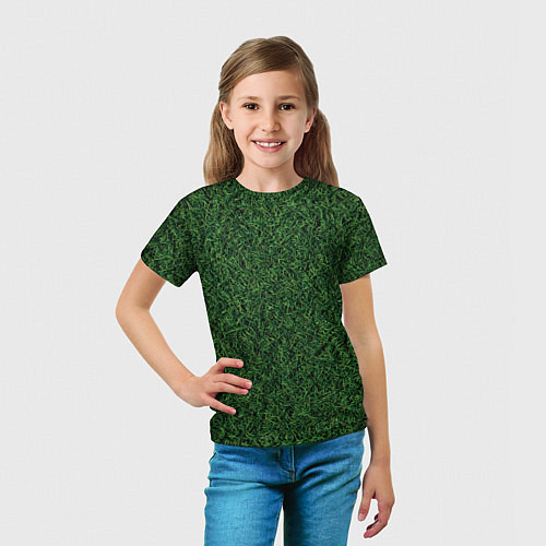 Детская футболка Зеленая камуфляжная трава / 3D-принт – фото 5