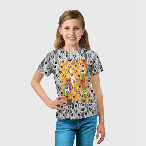 Детская футболка Котики в прямоугольнике / 3D-принт – фото 5