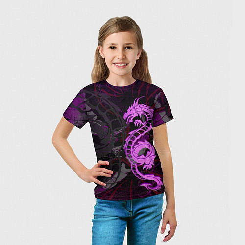 Детская футболка Неоновый дракон purple dragon / 3D-принт – фото 5
