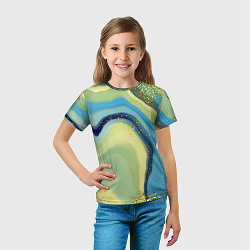 Детская футболка Сине-зеленый агат / 3D-принт – фото 5