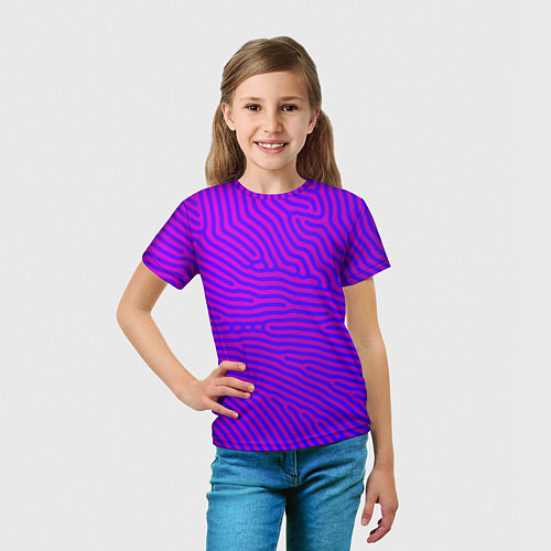 Детская футболка Фиолетовые линии / 3D-принт – фото 5