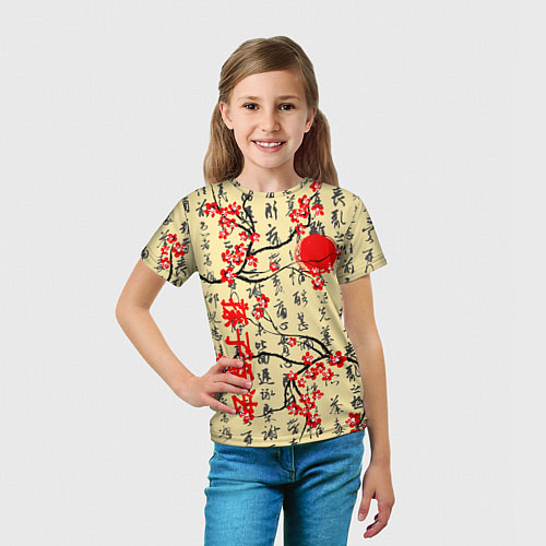 Детская футболка Иероглифы и сакура / 3D-принт – фото 5