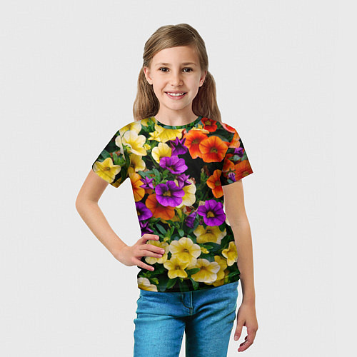 Детская футболка Разноцветная петуния / 3D-принт – фото 5