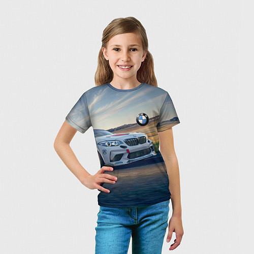 Детская футболка Мощная бэха на трассе / 3D-принт – фото 5
