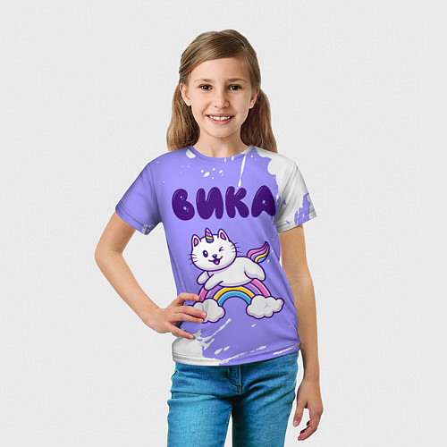 Детская футболка Вика кошка единорожка / 3D-принт – фото 5