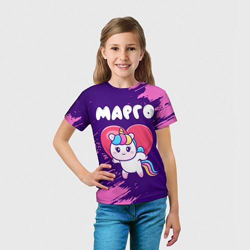 Детская футболка Марго единорог с сердечком / 3D-принт – фото 5