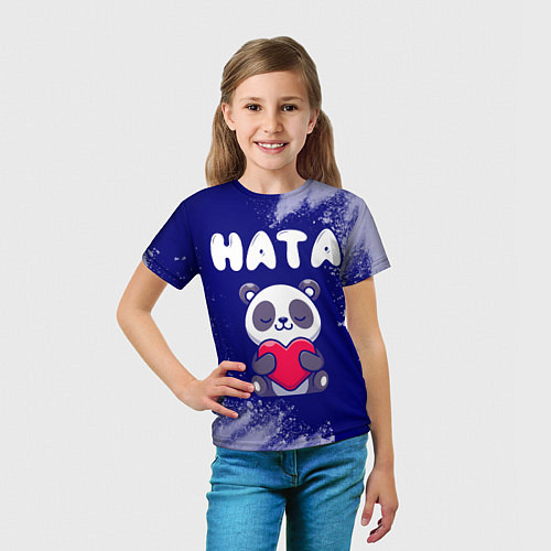 Детская футболка Ната панда с сердечком / 3D-принт – фото 5