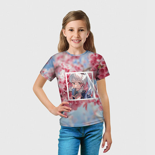 Детская футболка Камисато Аяка в квадрате / 3D-принт – фото 5