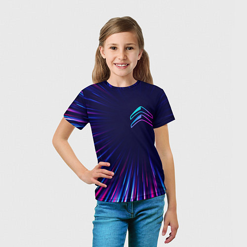 Детская футболка Citroen neon speed lines / 3D-принт – фото 5