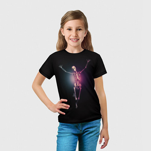Детская футболка Скелет в неоновом свете / 3D-принт – фото 5
