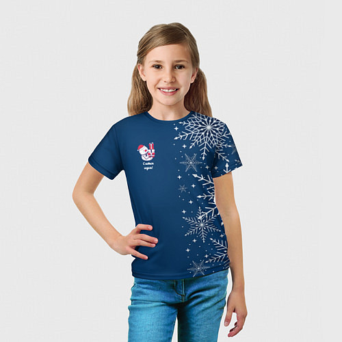 Детская футболка Новогодние снеговики / 3D-принт – фото 5