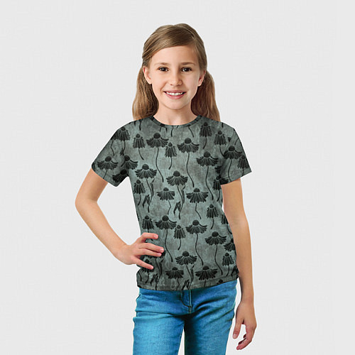 Детская футболка Мрачные завядшие цветы / 3D-принт – фото 5