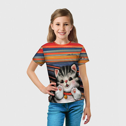 Детская футболка Крик котёнка мяу / 3D-принт – фото 5