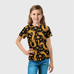 Футболка детская Golden dragons, цвет: 3D-принт — фото 2