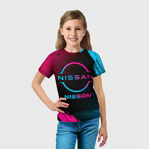 Детская футболка Nissan - neon gradient / 3D-принт – фото 5