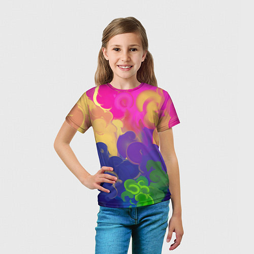Детская футболка Разноцветный дым / 3D-принт – фото 5
