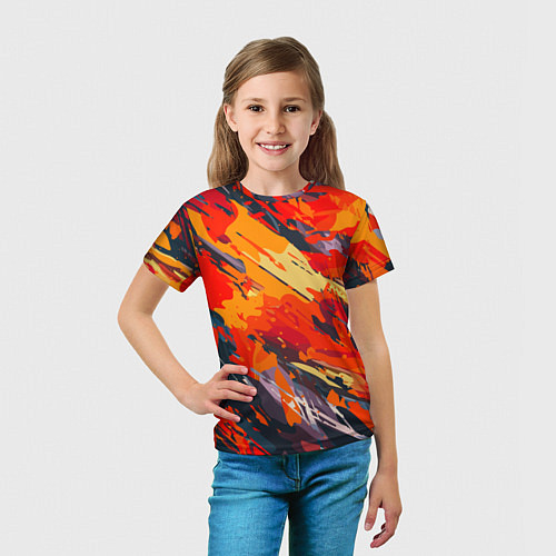Детская футболка Оранжевые кляксы / 3D-принт – фото 5