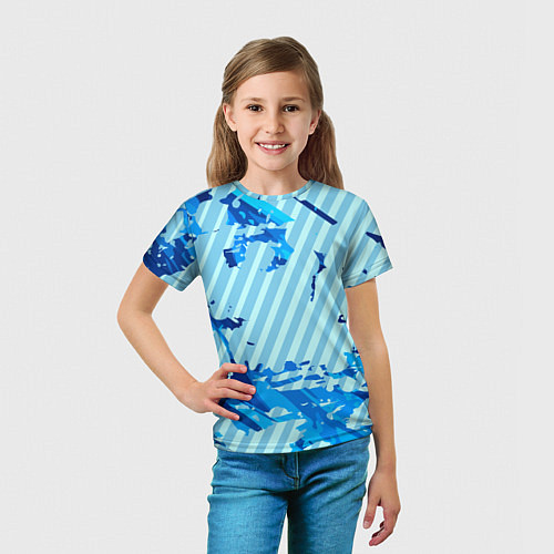 Детская футболка Синие линии / 3D-принт – фото 5