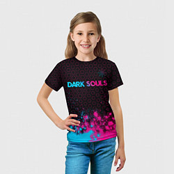 Футболка детская Dark Souls - neon gradient: символ сверху, цвет: 3D-принт — фото 2