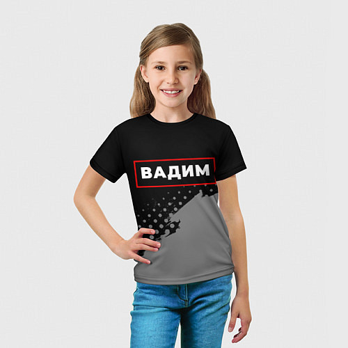 Детская футболка Вадим - в красной рамке на темном / 3D-принт – фото 5