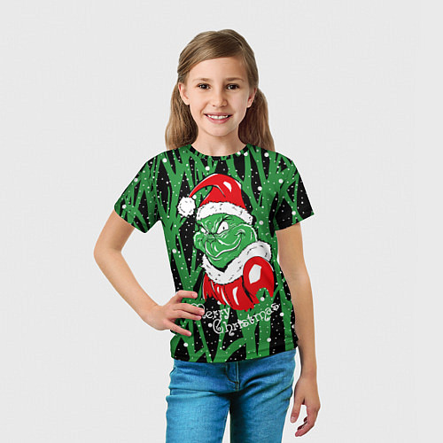 Детская футболка Santa Claus, Grinch - Christmas thief / 3D-принт – фото 5