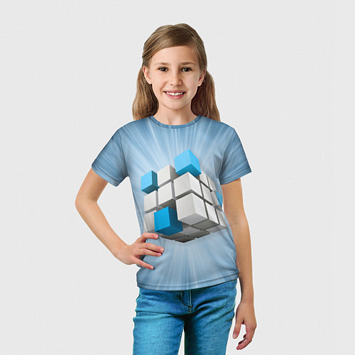 Детская футболка Трёхцветный кубик Рубика / 3D-принт – фото 5