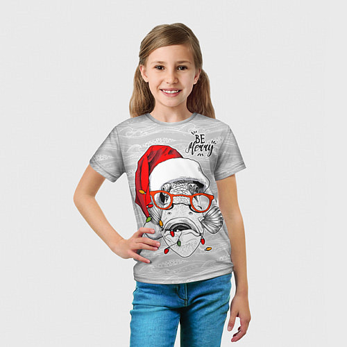 Детская футболка Be merry, fish with red glasses / 3D-принт – фото 5