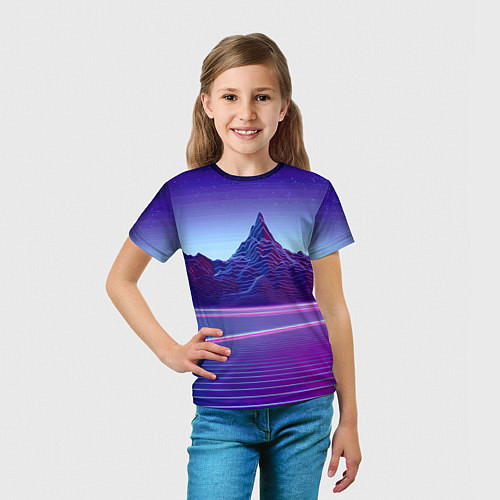 Детская футболка Neon mountains - Vaporwave / 3D-принт – фото 5