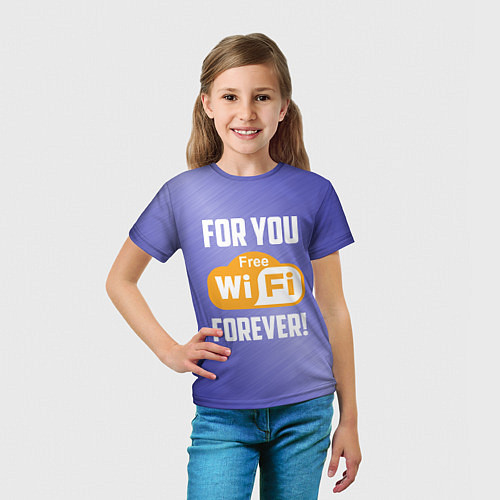 Детская футболка Бесплатный Wi-Fi навсегда / 3D-принт – фото 5