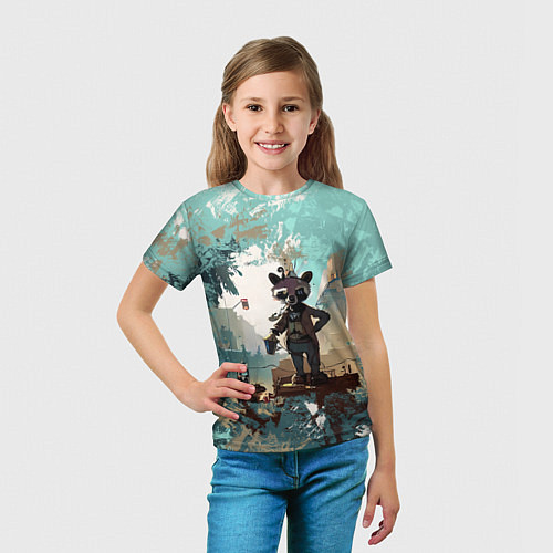Детская футболка Енот в стиле стимпанк / 3D-принт – фото 5