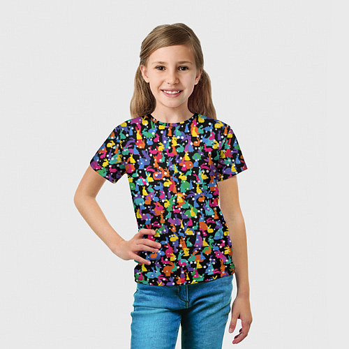 Детская футболка Разноцветные кролики / 3D-принт – фото 5