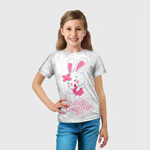 Детская футболка Merry Christmas, cute bunny / 3D-принт – фото 5
